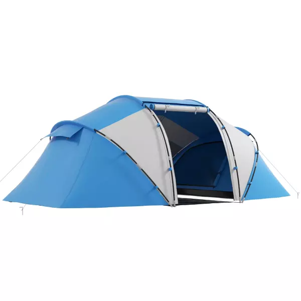 Tienda de Campaña Familiar para 4-6 Personas con 2 Ventanas y Bolsa de Transporte Impermeable Anti-UV 590x245x193cm Gris
