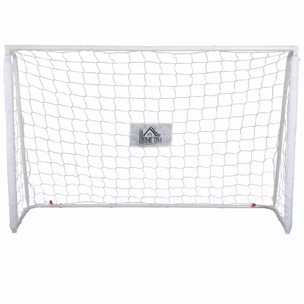 Portería de Fútbol con Soporte de Metal y Red para Entrenamiento de Fútbol en Jardín Aire Libre 186x62x123 cm Blanco