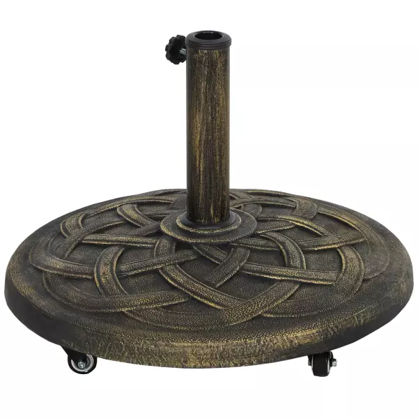 Base para Parasol de Resina de 20 kg Redonda con Ruedas y Frenos, Bronce