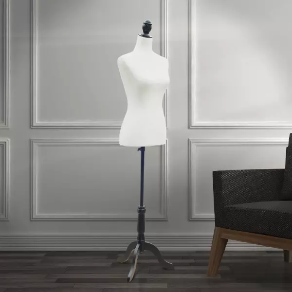 Maniquí Femenino de Costura Busto de Señora para Modistas Exhibición Altura Ajustable a 130-168cm Blanco/negro