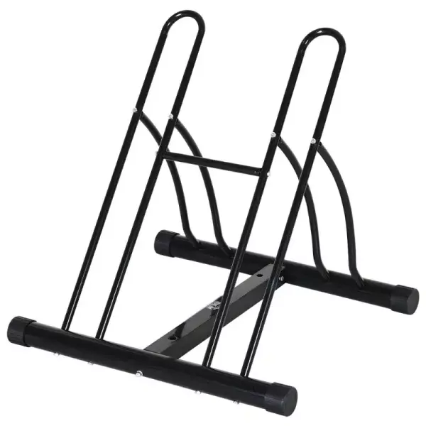 Soporte de Estacionamiento para 2 Bicicletas Garaje Interior Exterior Estable Portátil Almohadilla Antideslizante 60x54x57cm