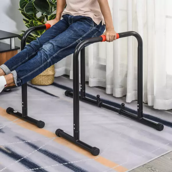 Barras Paralelas Ancho Ajustable Dip Station para Calistenia y Entrenamiento Gimnasio con Asas Antideslizantes de Acero 89-99x62x72 cm Negro