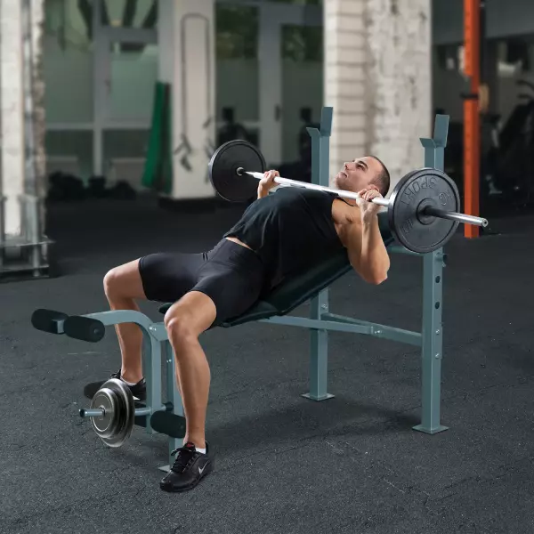 Banco de Pesas y Abdominales Ajustable para Fitness Negro y Plateado Acero PVC EVA 165x68x114 cm