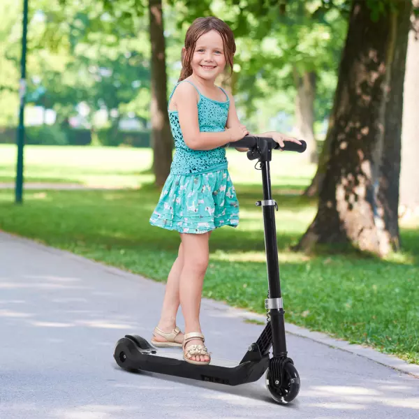 Patinete Eléctrico Scooter Manopatín con Manillar Ajustable Plegable con Doble Freno Carga 45kg - Negro - 70x34x70-84cm