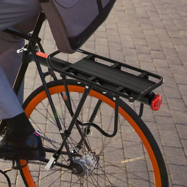 Portaequipajes con Reflector Rojo Soporte Posterior para Bicicletas para Maletas Revestimiento Inoxidable Carga 25 kg 58x39x14,5cm Negro