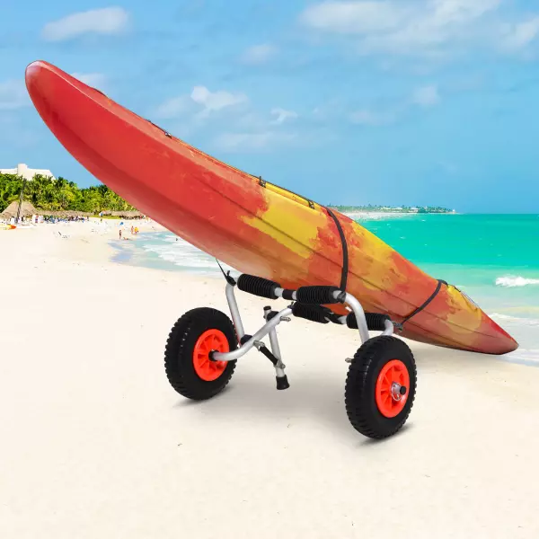 Carro de Transporte Plegable para Kayak Carga 75 kg Aluminio Ajuste Universal con Ruedas para Canoa Embarcación 57,5x33x24 cm Plata