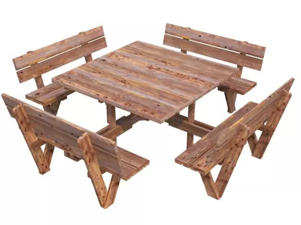 MESA CON BANCOS ARTHUR color verde/marron pic nic merendero jardin preguntar stock