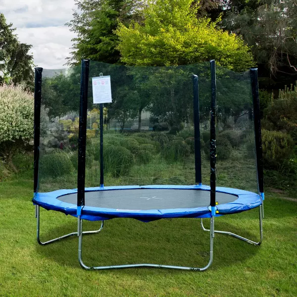 Cama Elástica Ø244cm + Red de Seguridad Set Trampolín para Jardín Carga Máx. 100Kg Azul y Negro