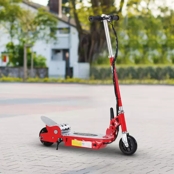 Patinete Eléctrico Scooter Plegable con Manillar - Color Rojo - 81.5x37x96cm