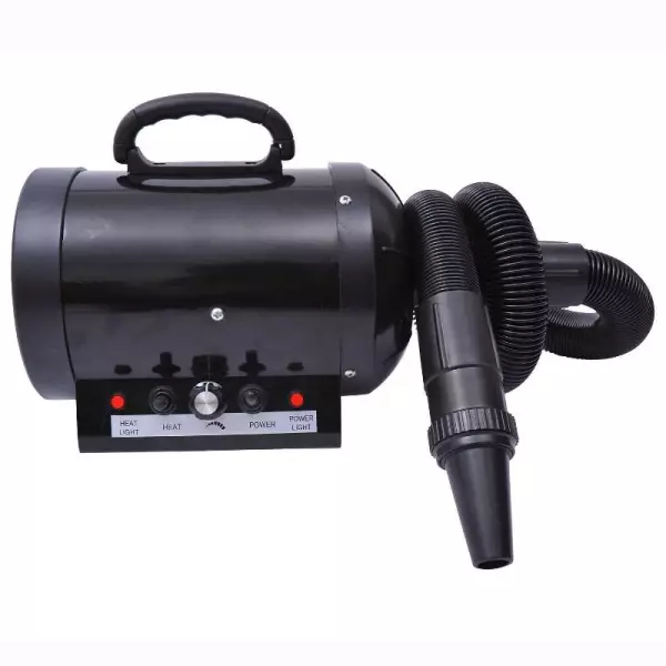 Secador Profesional de Pelo para Perros Gatos y Mascotas Potencia con 2800W + Tubo Flexible 2,1 metros Negro