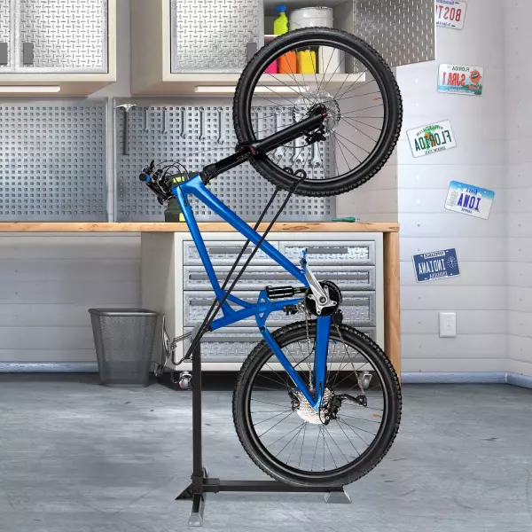 Soporte para Colocar Bicicleta en Vertical Caballete de Bicicleta Ajustable en Altura con Correa de Fijación 66x56x63-73,5 cm Negro