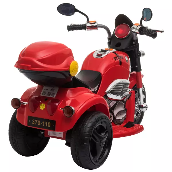 Moto Triciclo Eléctrico para Niños de +3 Años Moto Eléctrica Infantil con 3 Ruedas Batería 6V con Botón de Música 87x46x54 cm Rojo