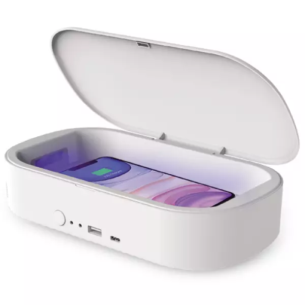 ESTERILIZADOR -CARGADOR ULTRAVIOLETA 3 MINS,monedas,mascarillas
