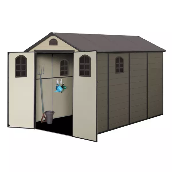 Caseta de Resina Gardiun Alessia C - 6,88 m² 366x188x225 cm con Suelo y Ventanas Beige