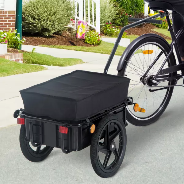 Remolque de Bicicleta Negro Acero con Reflectores Acero 144x59x80cm carga 40kg