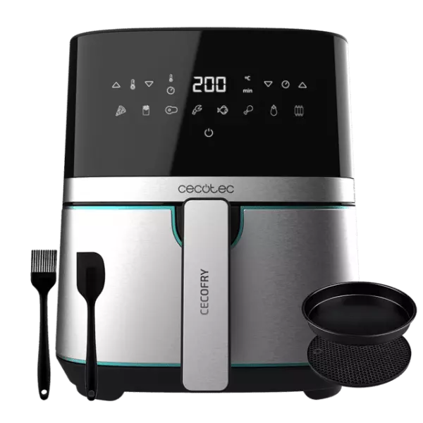 Freidora sin aceite dietética de 5,5 L Cecofry Full Inox Pro 5500 con Accesorios y acabados en acero inoxidable oscurecido