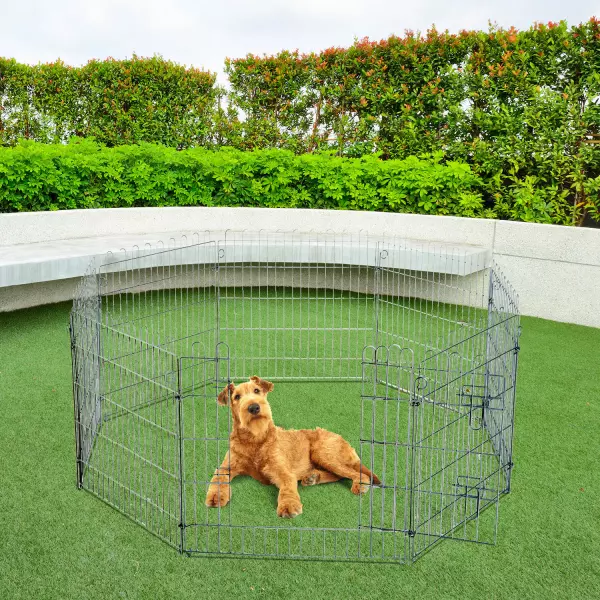 Parque para Mascotas Valla Corral 8 Vallas 63x76cm + Puerta Entrenamiento Perros