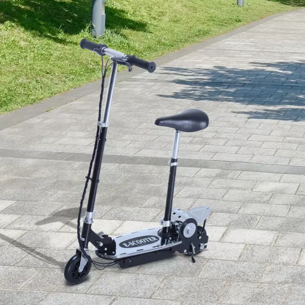 Patinete Eléctrico Scooter Plegable con Manillar y Asiento Ajustable - Color Negro - 81.5x37x96cm