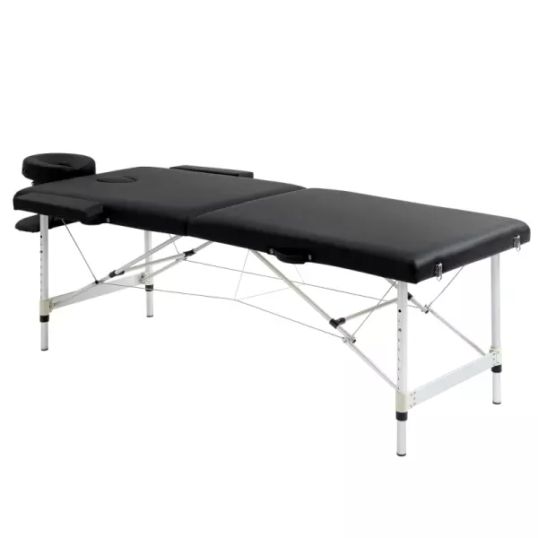 Mesa de masaje plegable portátil con bolsa de transporte carga máx. 225 Kg altura ajustable 185 x 70 cm negro