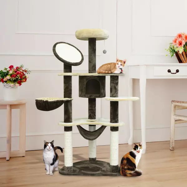 Rascador Gato Arbol Poste para Arañar Centro Actividades Altura 153x65x50cm