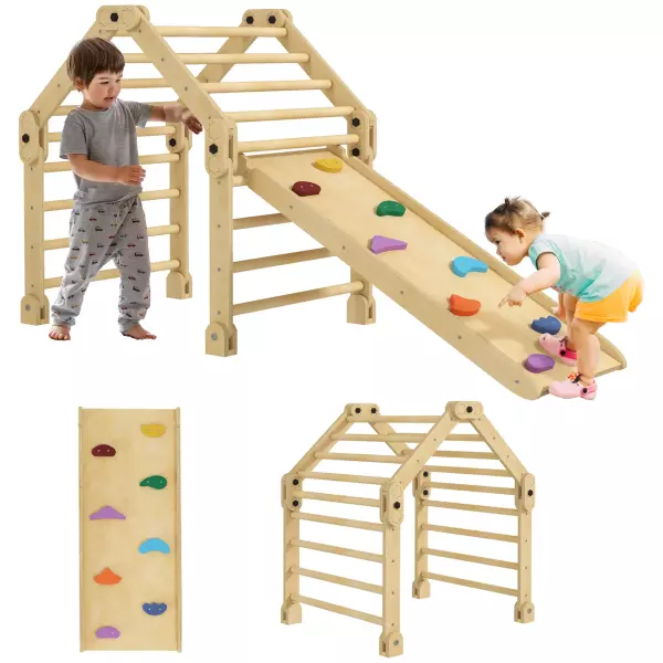 Escalada para Niños de 18-48 Meses 3 en 1 con Rampa para Deslizarse o Escalar 175x70x89 cm Multicolor 5