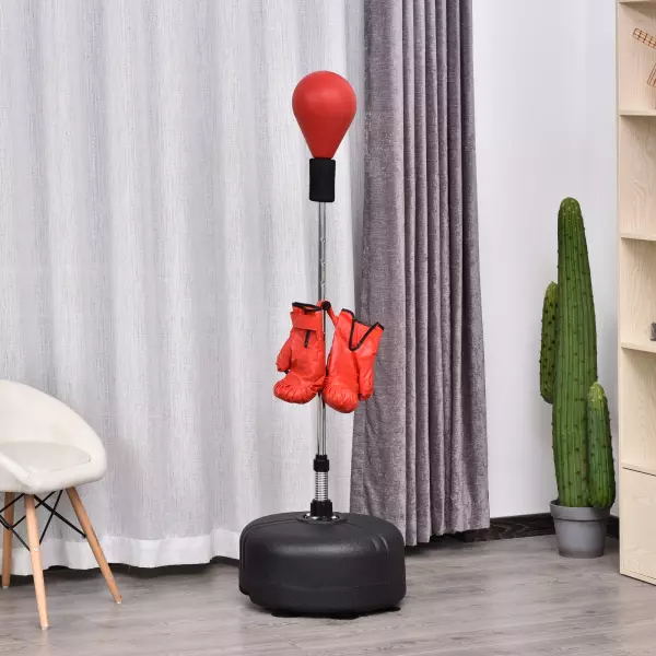Pera de Boxeo con Soporte para Gimnasio Oficina Casa Altura Ajustable ?48x136-154cm Rojo