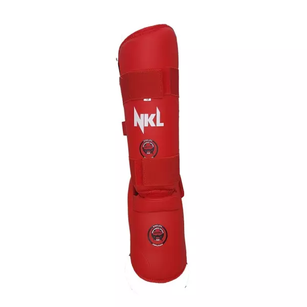 ESPINILLERA CON EMPEINE NKL. Homologado FED KENPO (Azul)/ROJO