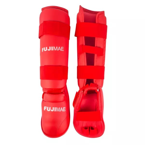 Espinilleras con Empeine Desmontables. Rojo. M