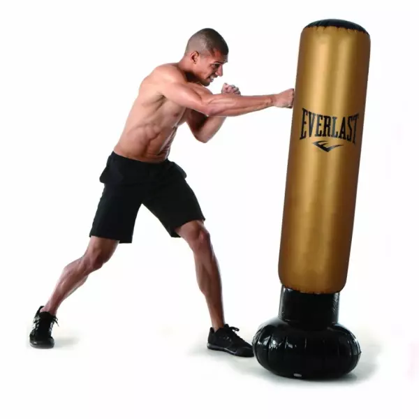 Everlast Power Tower Inflatable Bag Oro-Negro,saco base suelo BOXEO