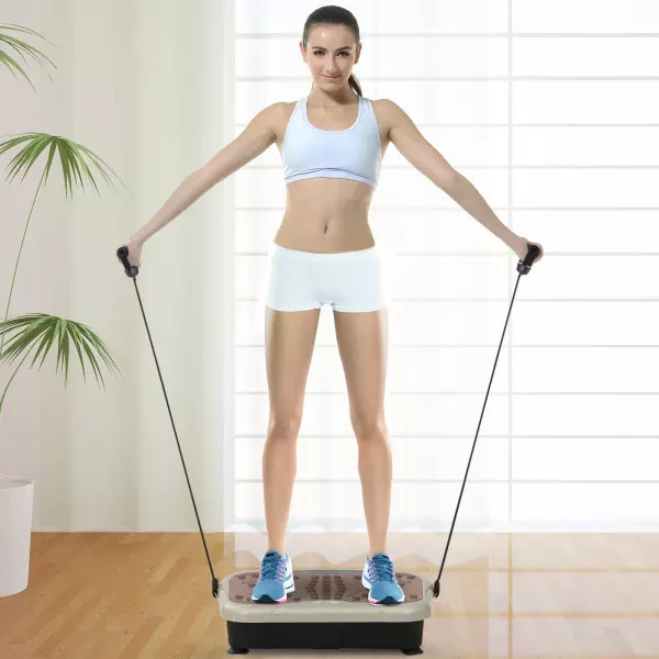 Placa de Vibración Plataforma Vibradora con 2 Bandas Elásticas para Fitness Entrenamiento 200W Control Remoto 99 Velocidades Carga 120kg