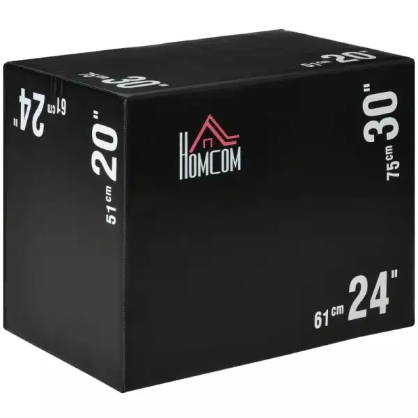 Cajón de Salto 3 en 1 con Cremallera y 3 Alturas Diferentes Carga 120 kg para Casa Oficina Gimnasia 75x51x61 cm Negro