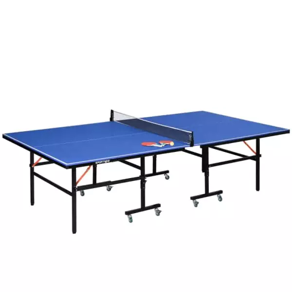 Mesa de Ping Pong Plegable con Ruedas para Interior y Exterior con Red Palas y Pelota 274x152,5x76 cm Azul preguntar stock