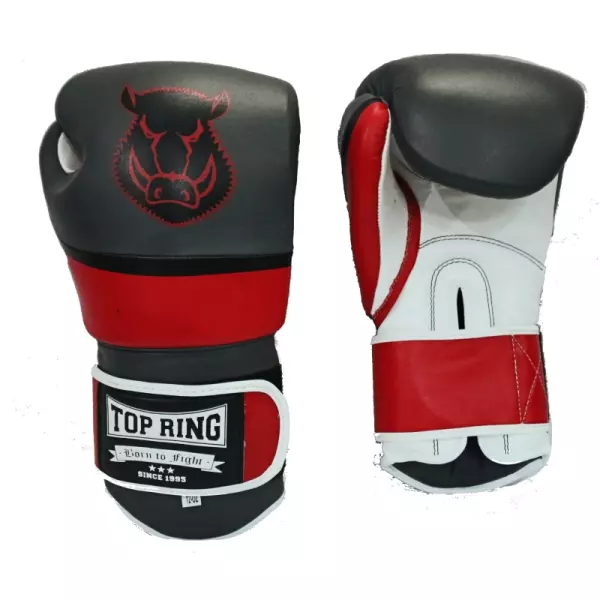 GUANTE BOXEO PIEL DELUXE GRIS/ROJO/BLANCO COMBI