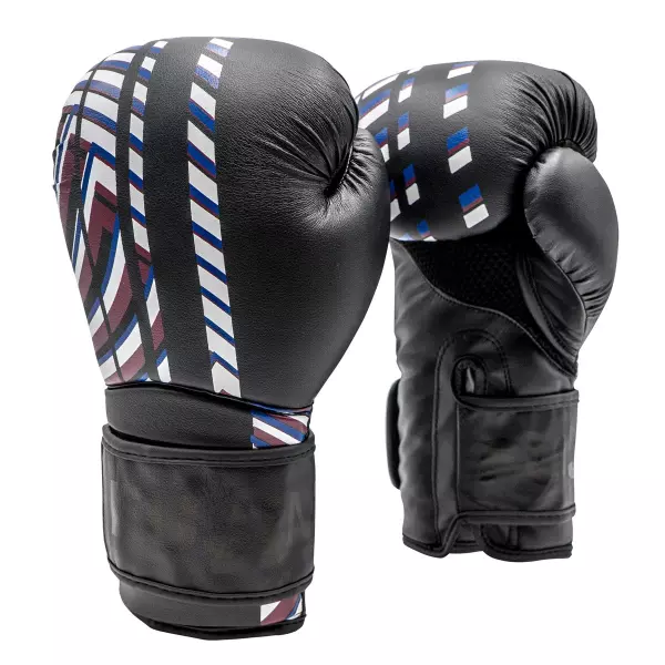 Guantes Boxeo Advantage Primeskin. Negro/Granate/Azul. 10oz
