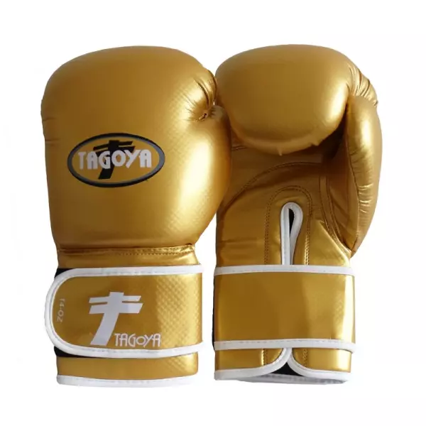 Guantes boxeo PVC dorado efecto carbono brillante