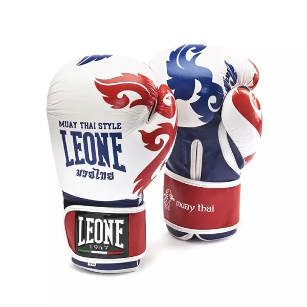 GN031 Guantes Leone muay thai blanco/NEGRO/ROJO #
