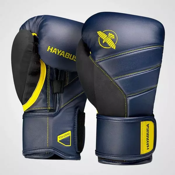 Hayabusa T3 Boxing Gloves Azul Marino-Amarillo boxeo guantes