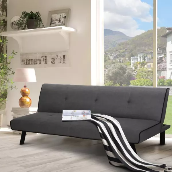 Sofá Cama de 3 Plazas Diseño 2 en 1 Plegable sin Reposabrazos Tapicería en Tela con Acolchado Cómodo 170x76x72,5 cm Gris