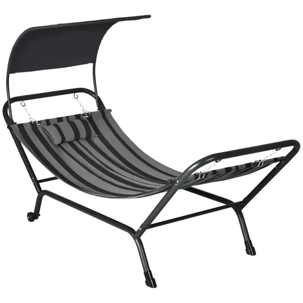 Tumbona cama hamaca de acero y poliéster con toldo, cojín y ruedas 240x92x148 cm Enviado por MH France