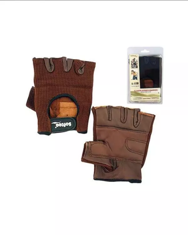 PAR DE GUANTES FITNESS - MARRON, M