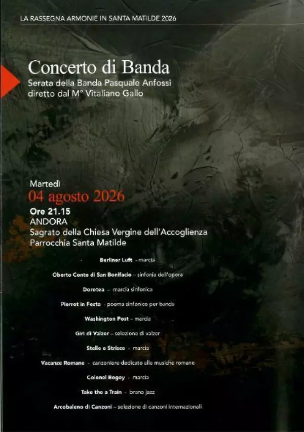 Banda P. Anfossi Concerto Andora SV 2026 dirige il M* Vitali