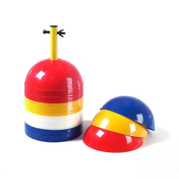 Juego de 40 Conos Semirrígidos Entrenamiento Con Soporte conos redondos DOM-40 - 4 colores