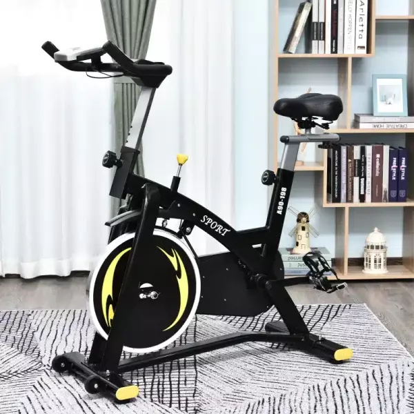 Bicicleta Estática de Fitness con Pantalla LCD Volante de Inercia de 10 kg 47x120x104.5-117cm Amarillo y Negro