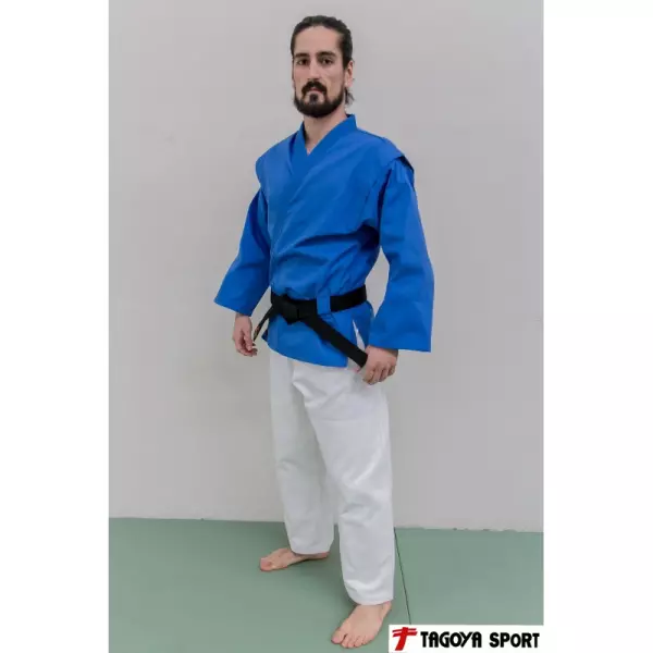 Kimono de Buguei, de poliester-algodón azul