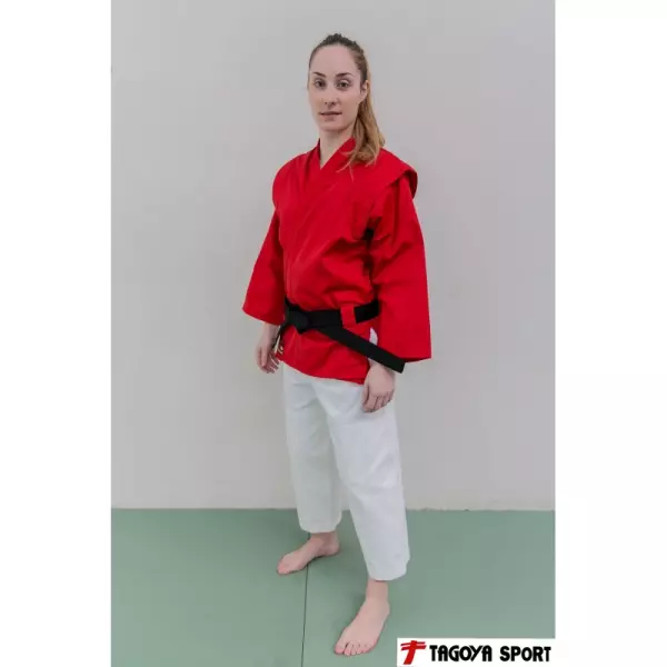 Kimono de Buguei, de poliester-algodón rojo SAMBO