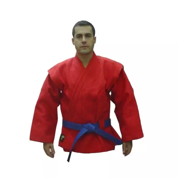 Kurka sambo para alta competición de tejido grueso y muy duro rojo CHAQUETA