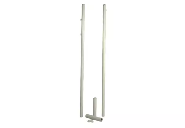 POSTES BADMINTON METÁLICOS, PARA ANCLAR AL SUELO. ANCLAJES CON TAPA INCLUIDOS.