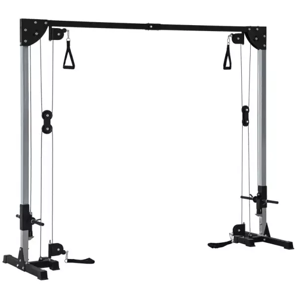 Aparato de musculación doble polea vis a vis crossover, carga libre con pesa 2x50 kg 245x85x207 cm 5