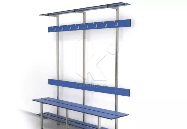 Banco vestuario Fenolico-Inox Mod.4 con perchero y estante