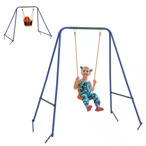 Columpio para Niños y Bebés con 1 Silla para Niños 1 Silla para Bebés y Cinturón de Seguridad 180x160x182 cm Naranja